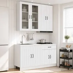 Concise Kitchen Unit Set in High Gloss White Finish