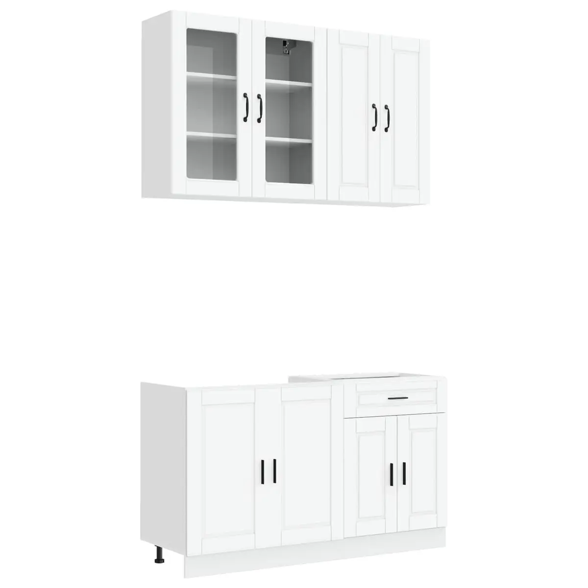 Kitchen Unit White 4 Pcs Engineered Wood Storage Organization