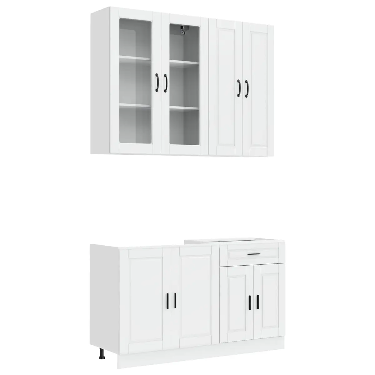 Kitchen Unit High Gloss White 4 Piece Engineered Wood Storage Cabinet with Adjustable Feet