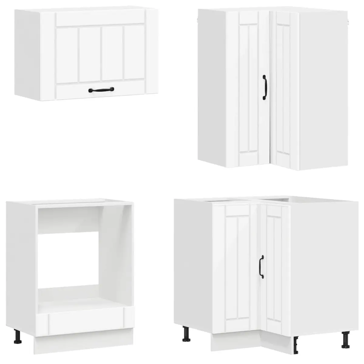 Kitchen Cabinet White 8 Piece Engineered Wood Modern Storage Unit