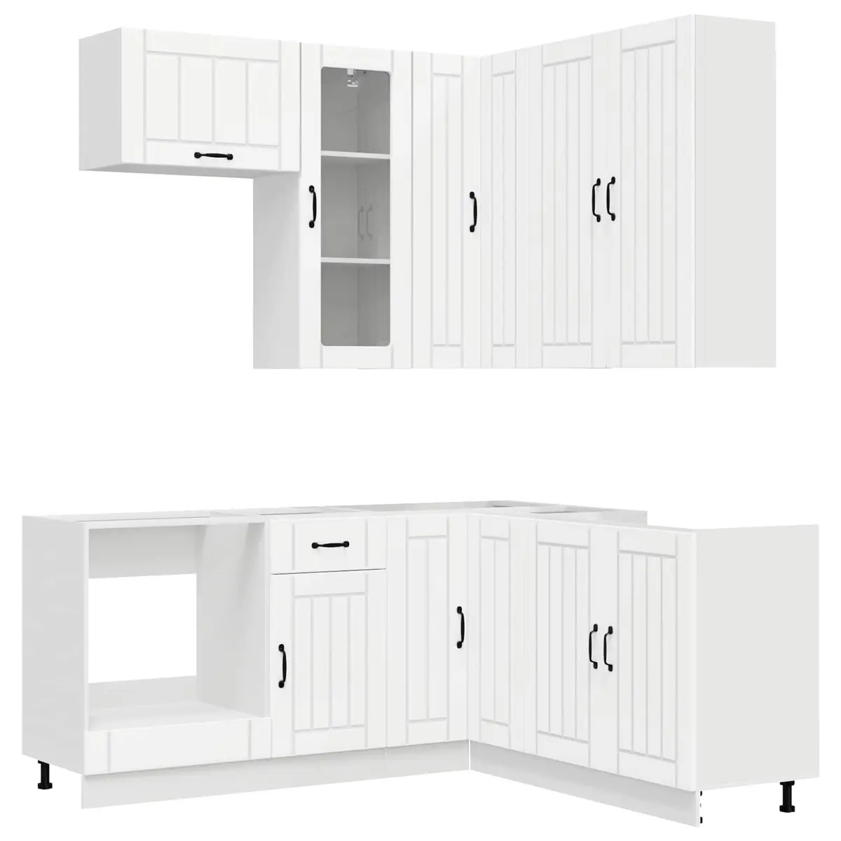 Kitchen Unit White 8 Piece Engineered Wood Modern Cabinet Storage Furniture