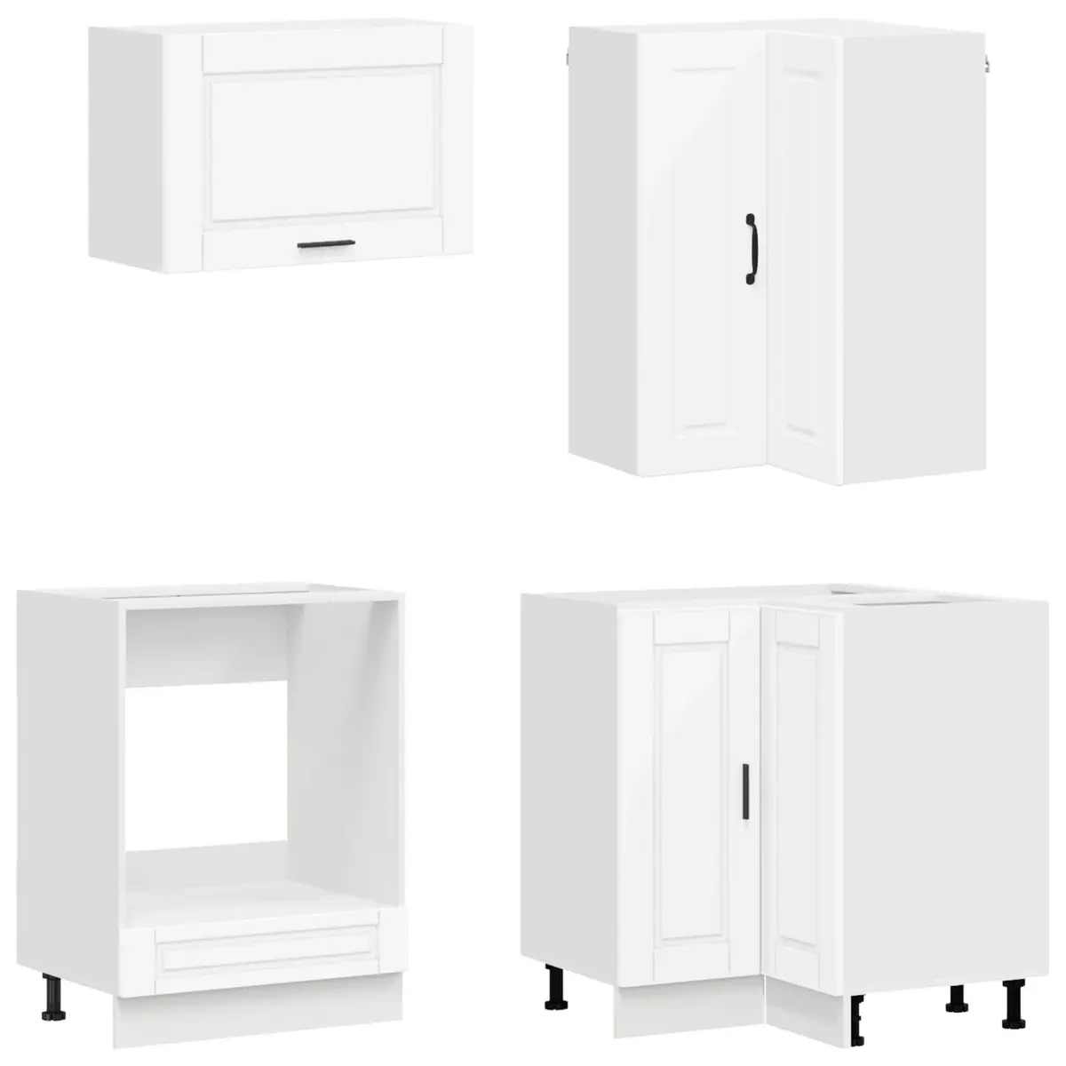 Kitchen Cabinet Unit White 8 Piece Engineered Wood Storage Furniture Set