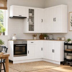 Kitchen Unit PORTO 8 Piece White Engineered Wood Cabinet Storage Furniture