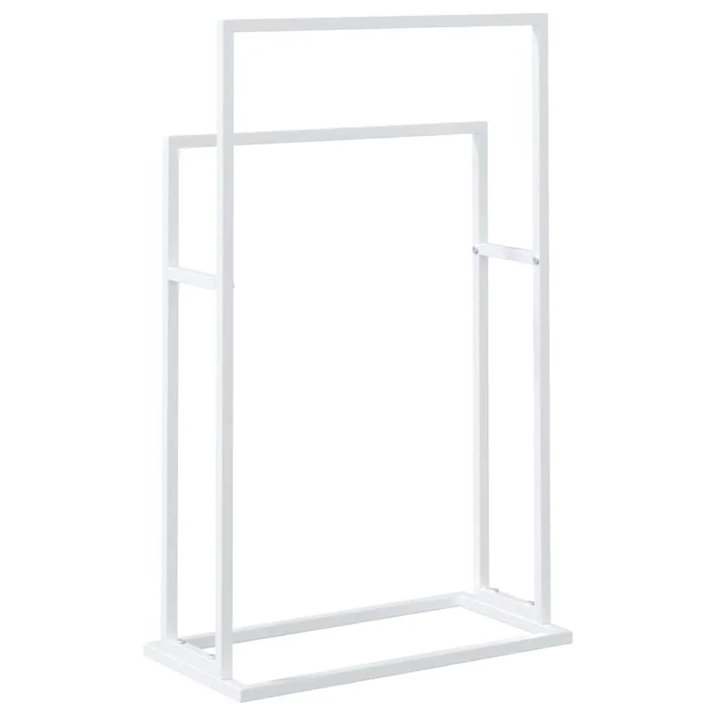 White Freestanding Towel Rack 2-Tier Organiser for Bathroom Storage and Accessories