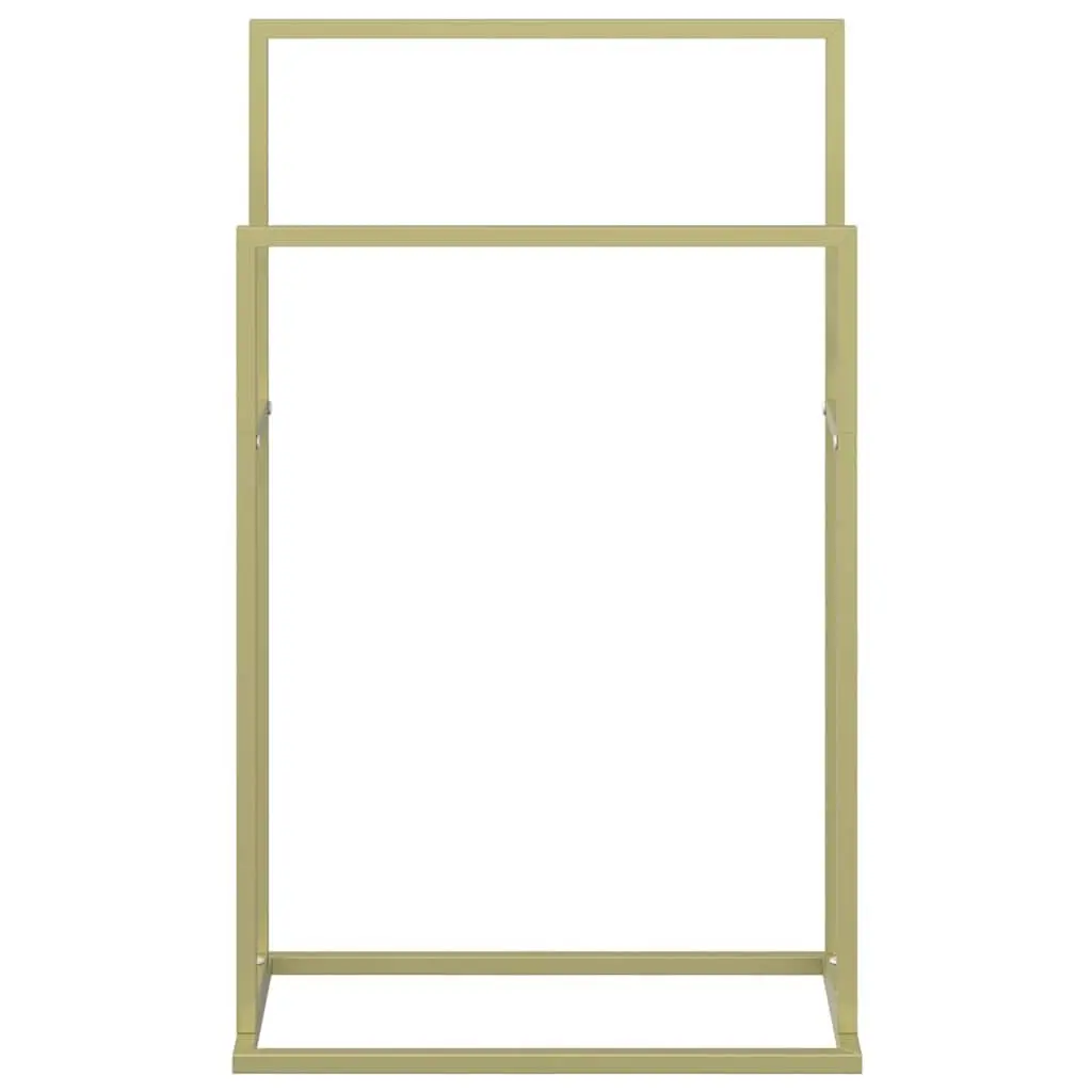 Freestanding Towel Rack Gold 2-Tier Bathroom Storage Organiser Stand Holder