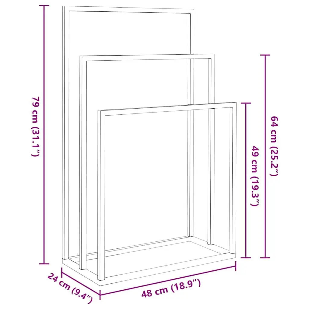 Freestanding Towel Rack Black 3 Tier Iron Bathroom Storage Holder Organiser