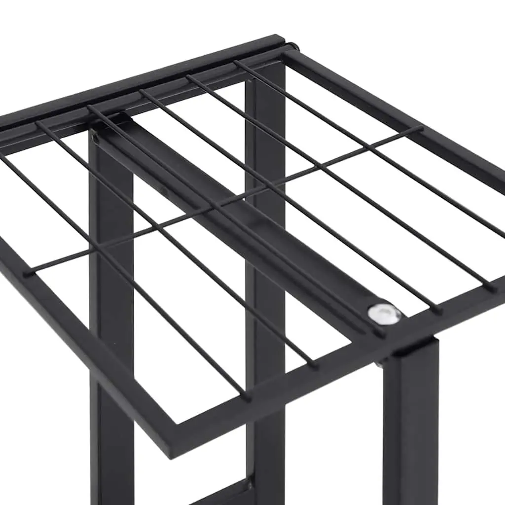 5-Tier Flower Stand Black Iron Plant Rack Corner Shelf Display Stand with Wheels
