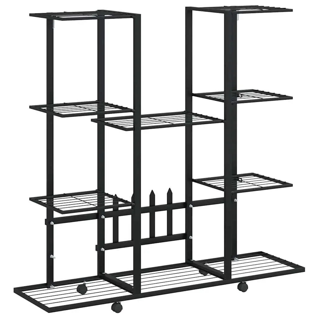 Plant Stand Black Iron with Wheels Multi Shelf Display Rack