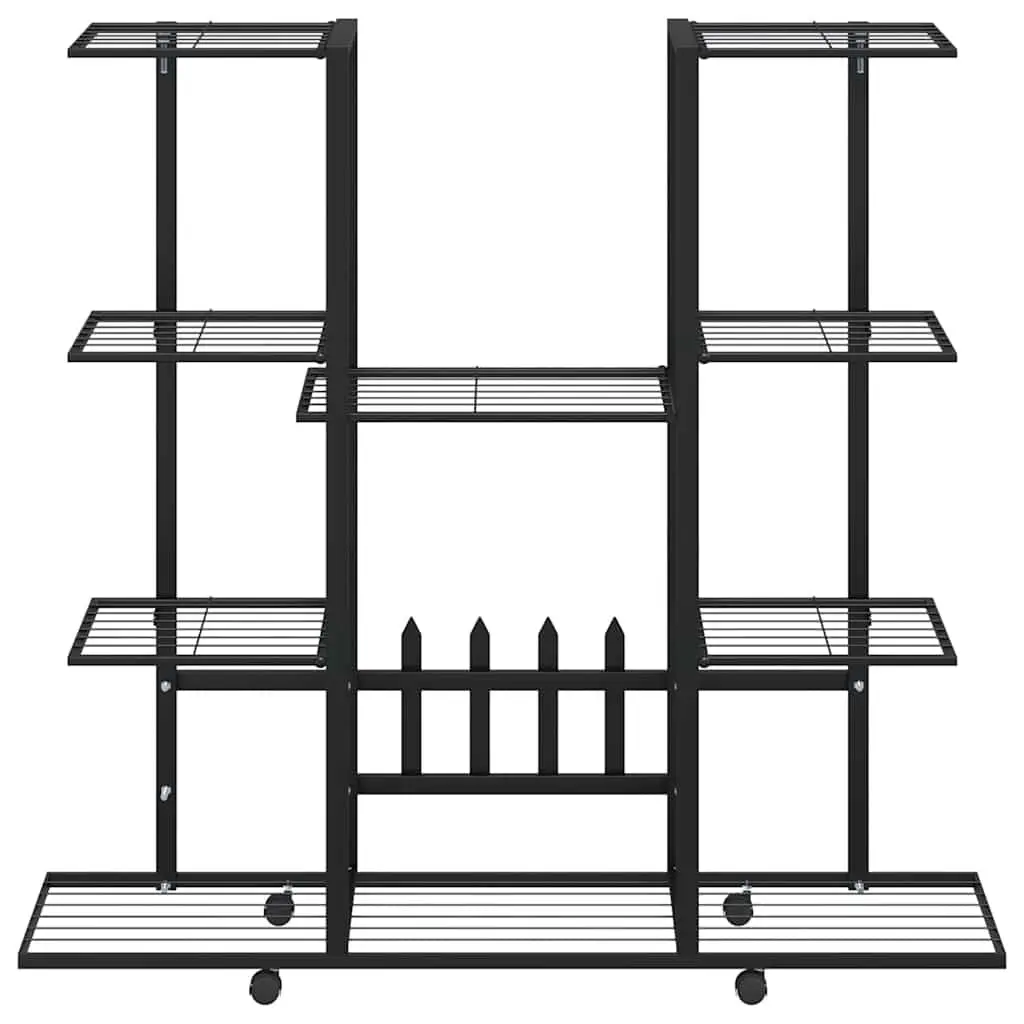Plant Stand Black Iron with Wheels Multi Shelf Display Rack