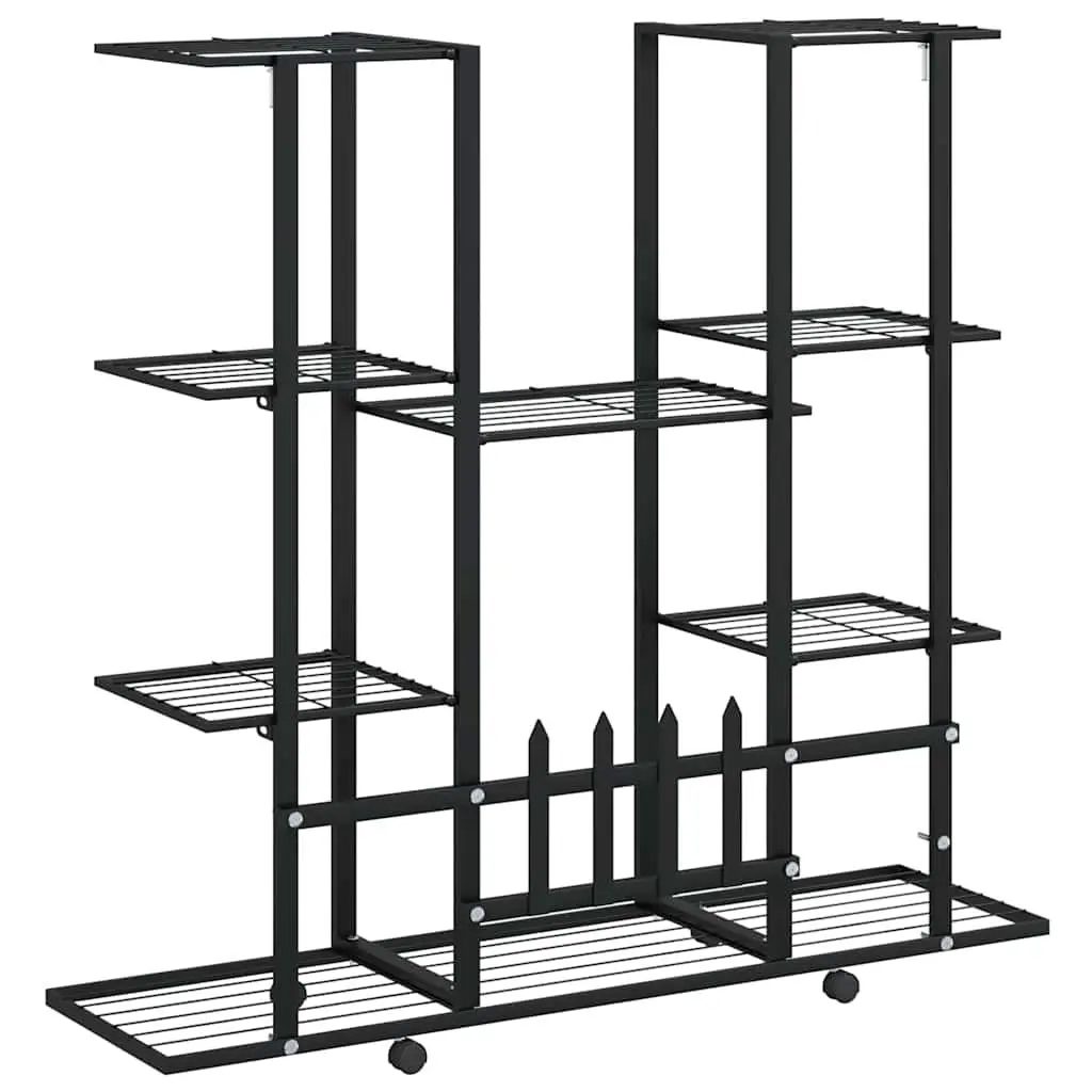Plant Stand Black Iron with Wheels Multi Shelf Display Rack
