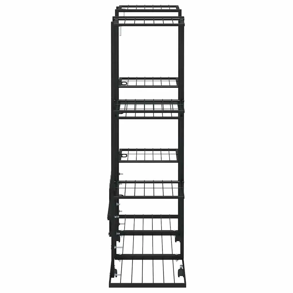 Plant Stand Black Iron with Wheels Multi Shelf Display Rack