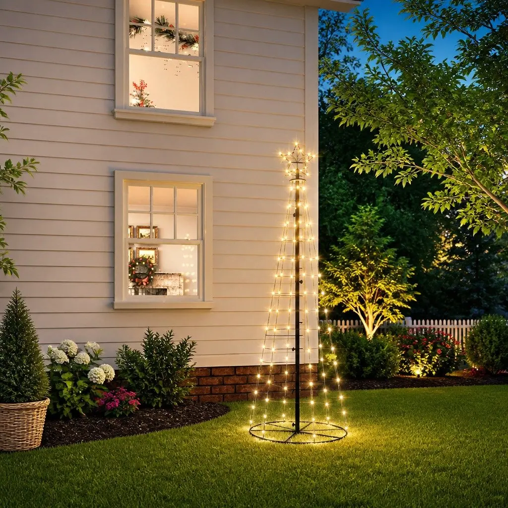 Christmas Cone Tree LED Lights Warm White 180cm 108 LEDs Indoor Outdoor Holiday Decor