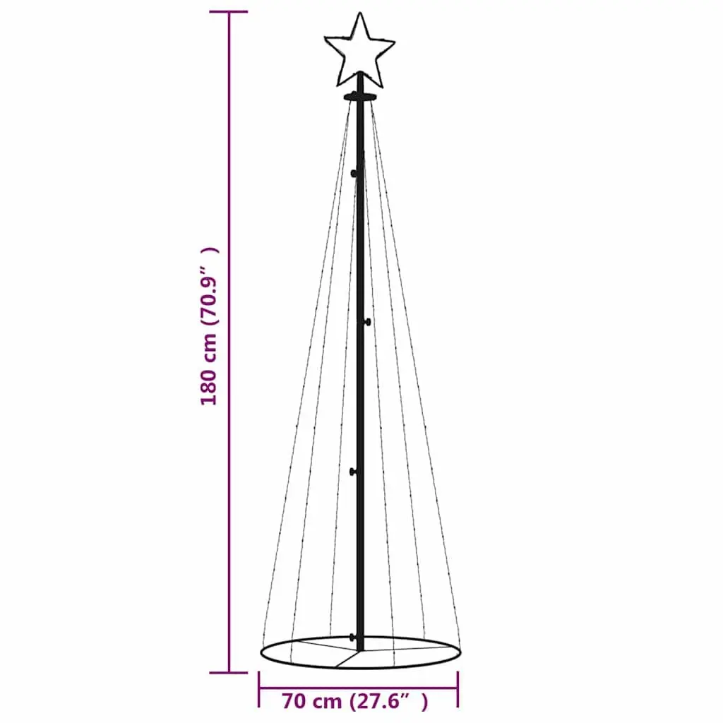 Christmas Cone Tree LED Lights Warm White 180cm 108 LEDs Indoor Outdoor Holiday Decor