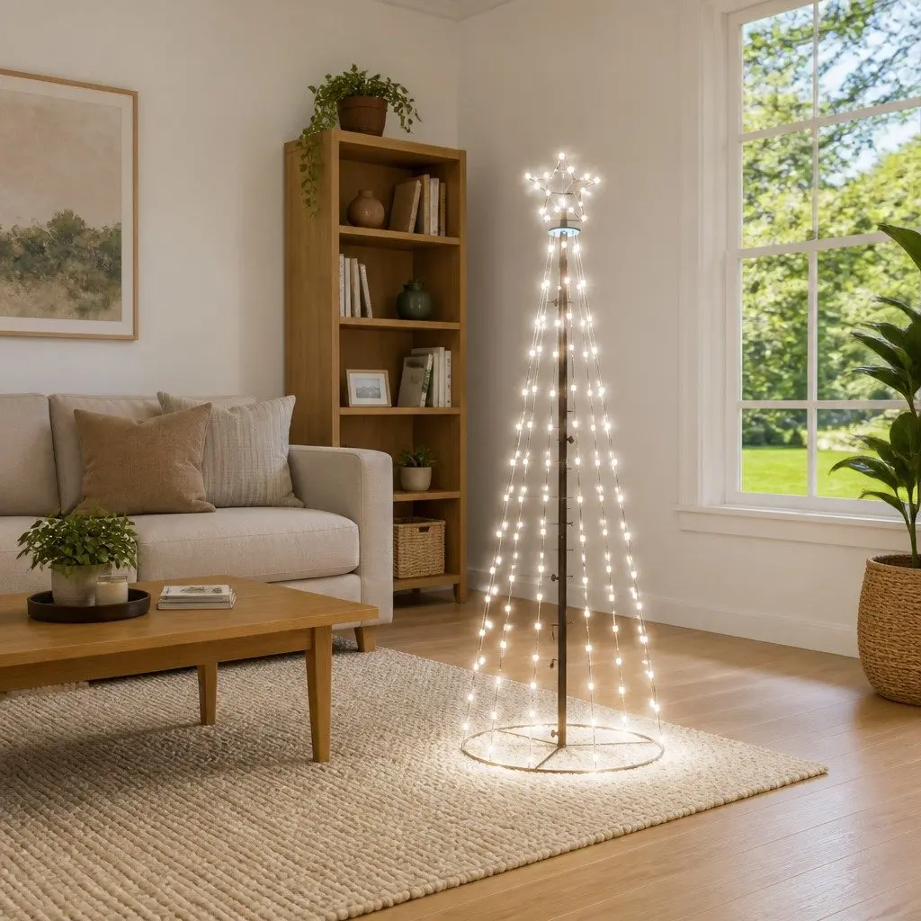 Christmas Cone Tree Cold White 180cm 108 LEDs Indoor Outdoor Holiday Decoration