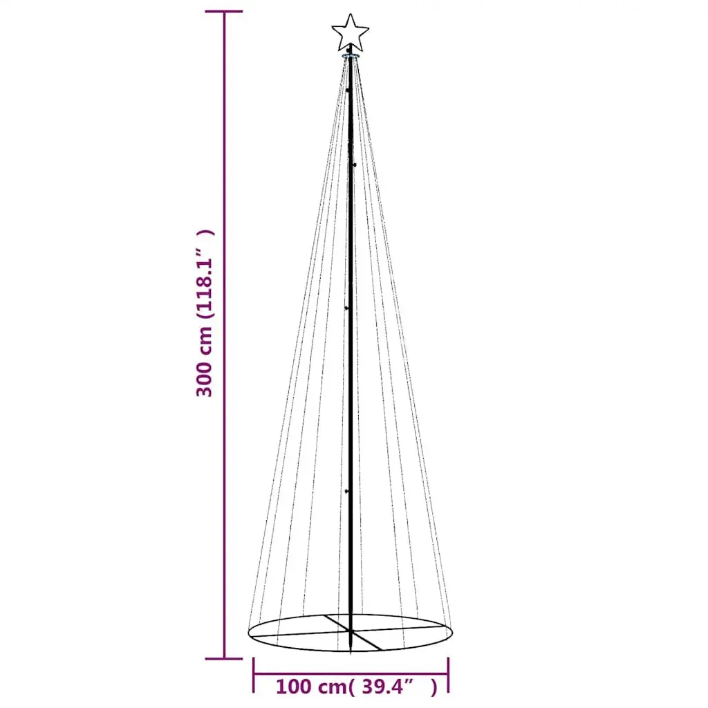 Christmas Cone Tree Warm White 300cm 310 LED Indoor Outdoor Seasonal Decoration