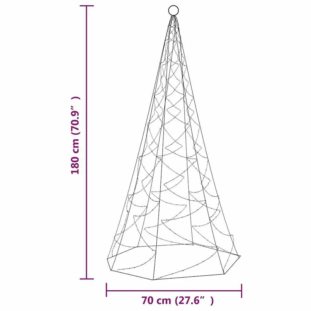 LED Christmas Tree Warm White 180cm 200 LEDs Zigzag Shape 8 Lighting Effects