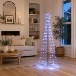 Blue Christmas Tree with 108 LEDs 180cm Spike Base Holiday Home Garden