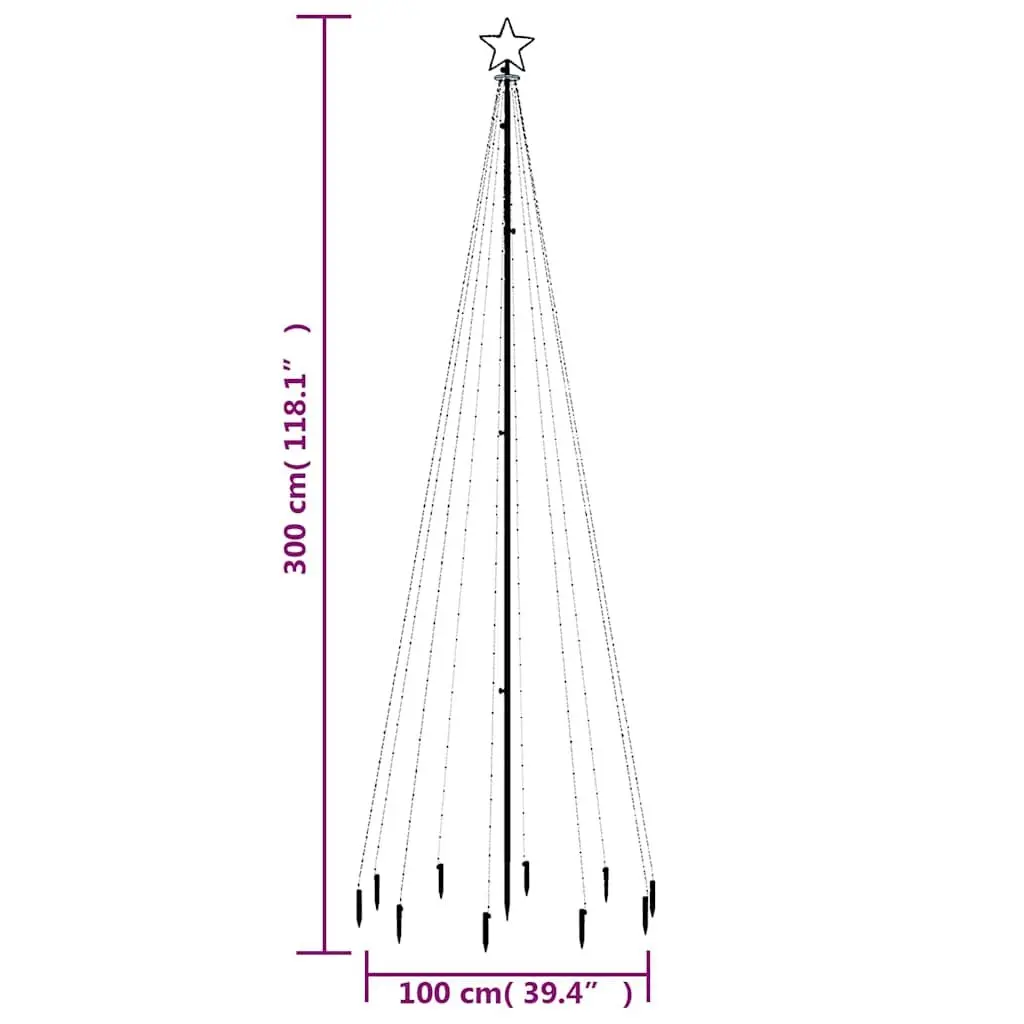 Christmas Tree Multicolour 300cm 310 LEDs 8 Light Effects