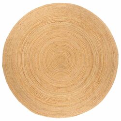 Compact Round Jute Rug 180cm with Natural Beige Finish