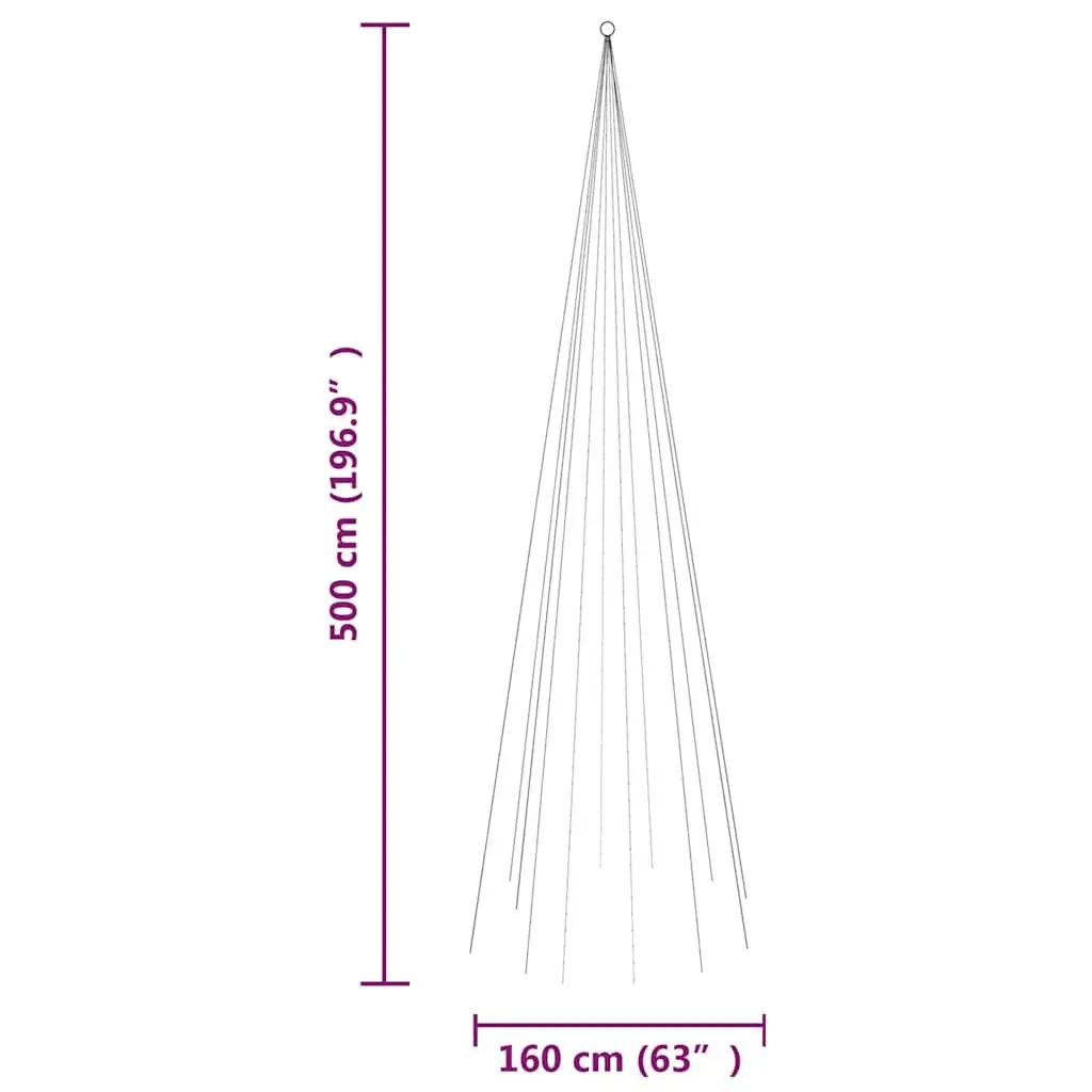 LED Christmas Tree Warm White 500cm 732 Lights 8 Effects Outdoor