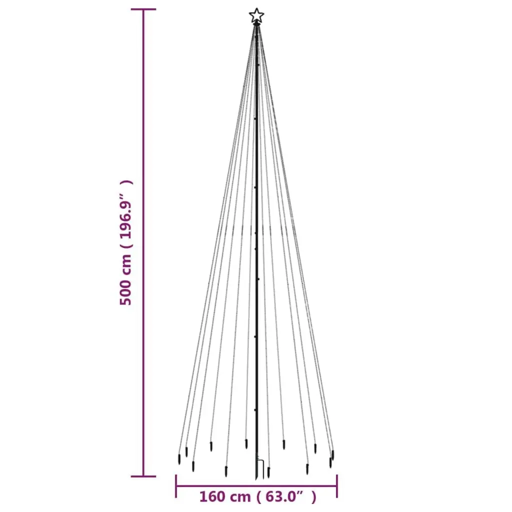 Christmas Tree with Spike 500cm 732 Warm White LEDs 8 Light Effects Holiday