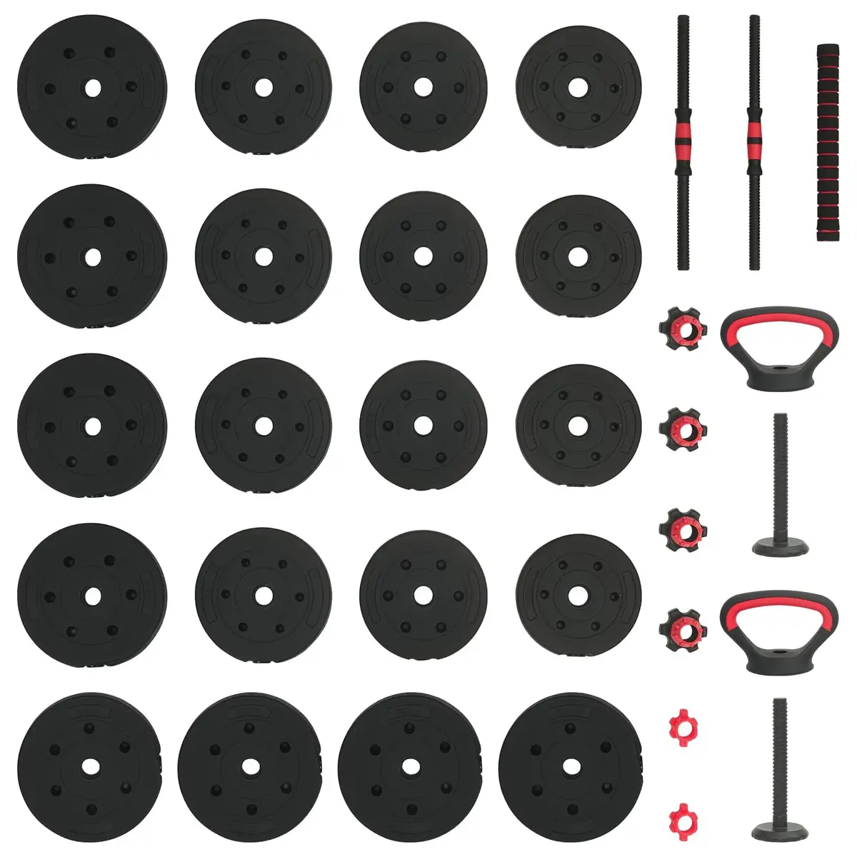 4-in-1 Adjustable Dumbbell Set Black 40kg Removable Weight Plates with Double-locking Safety Mechanism