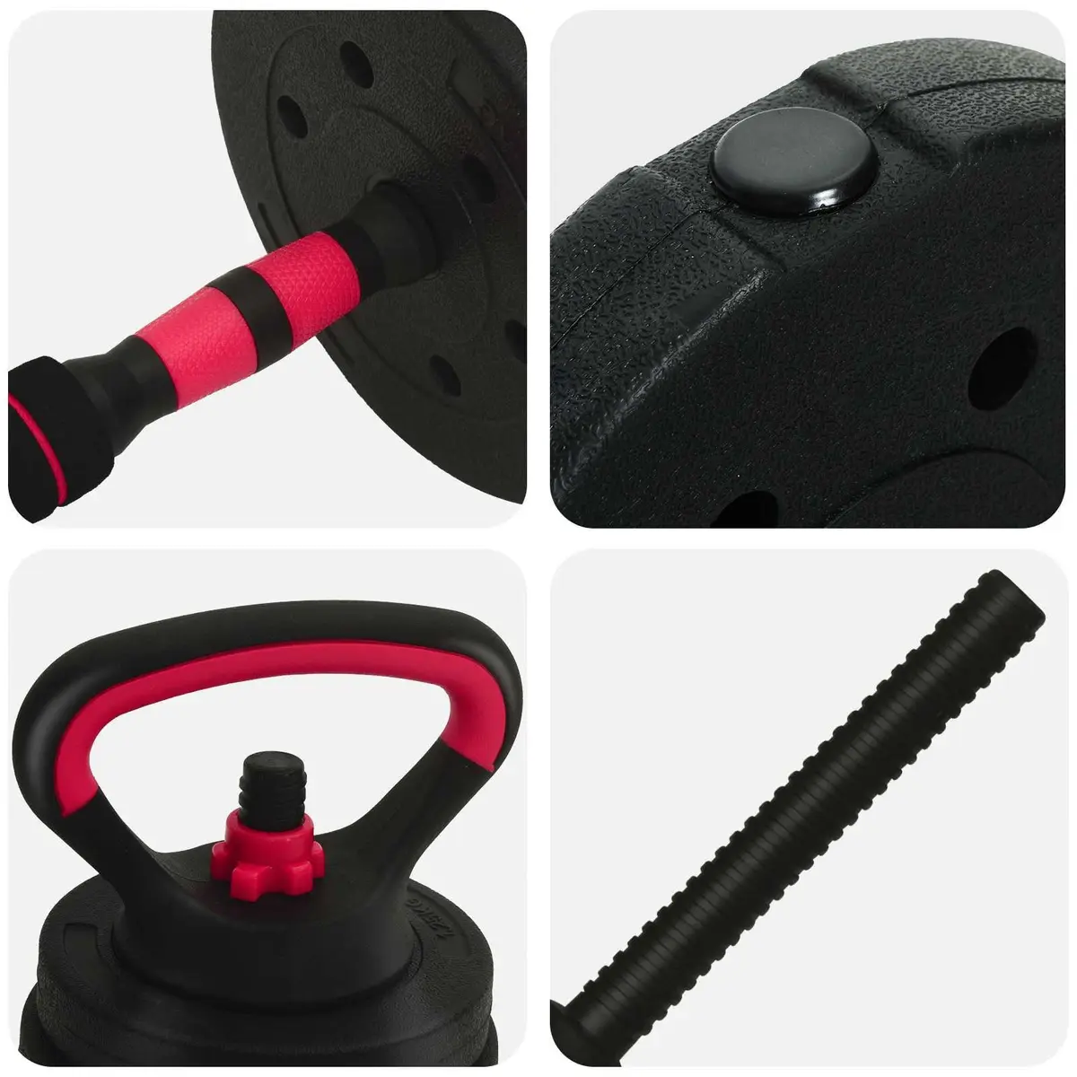 4-in-1 Adjustable Dumbbell Set Black 40kg Removable Weight Plates with Double-locking Safety Mechanism