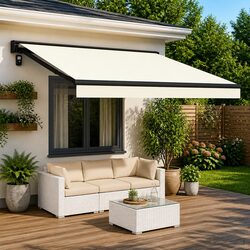 Awning Replacement Fabric Cream 450 x 300 cm Weather-Resistant Outdoor Shade