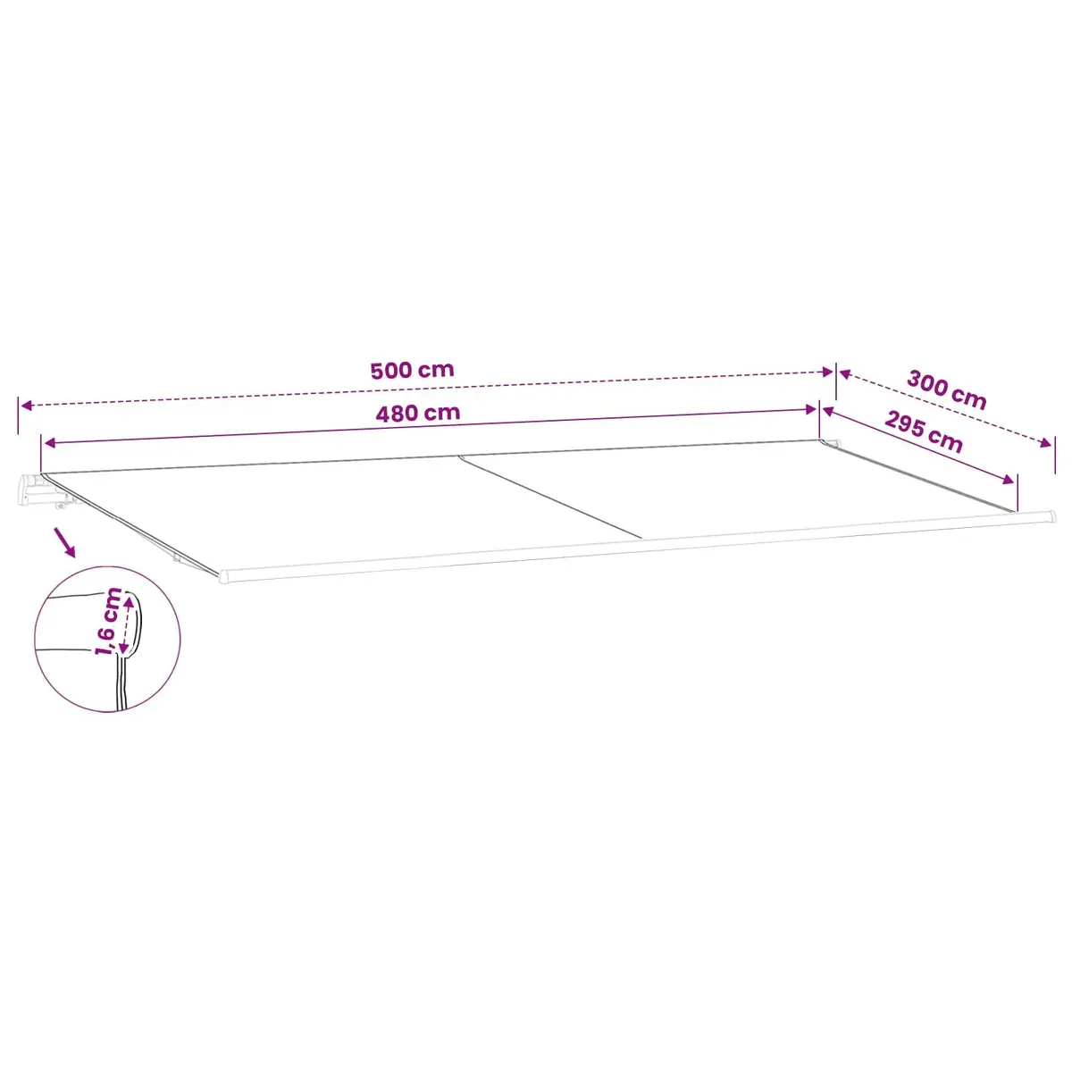 Awning Replacement Fabric Cream 500 x 300 cm UV-Resistant Polyester Shade