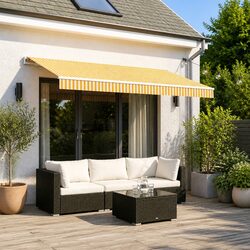 Awning Fabric: Yellow White, 350 x 250 cm, Practical Quality