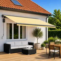 Awning Replacement Fabric Yellow White 450 x 300cm Outdoor Shade UV Weather