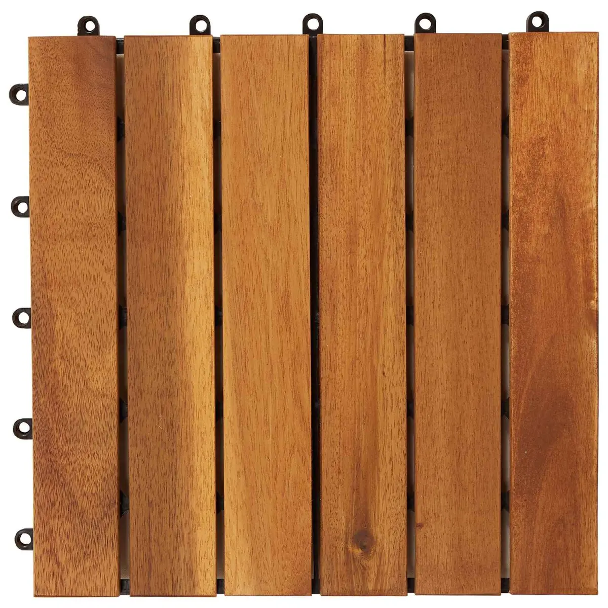 Acacia Wood Decking Tiles 30x30cm Interlocking Square Brown Floor Garden Patio