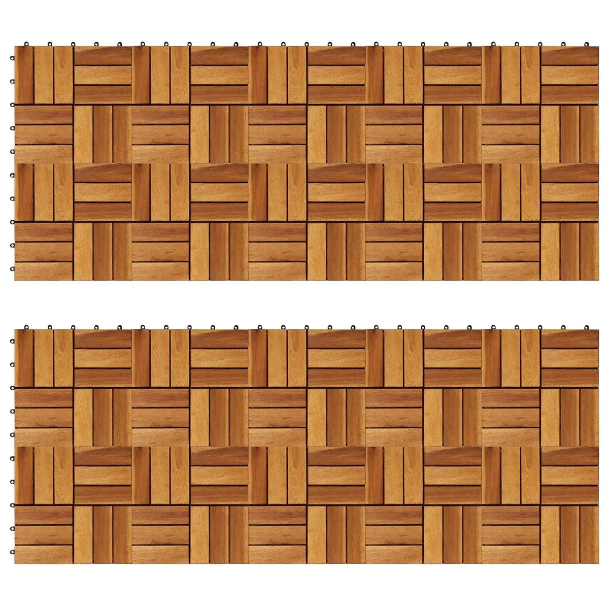 Acacia Hardwood Decking Tiles 30x30cm Interlocking Brown Square Outdoor Patio