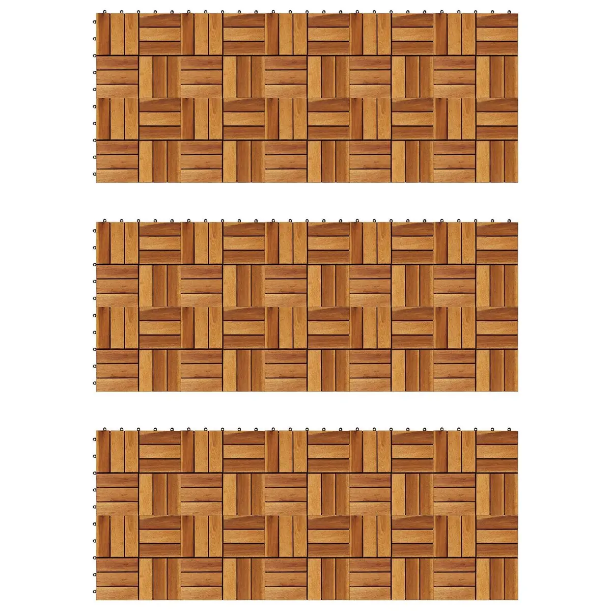 Decking Tile Brown 30x30cm Interlocking Acacia Hardwood