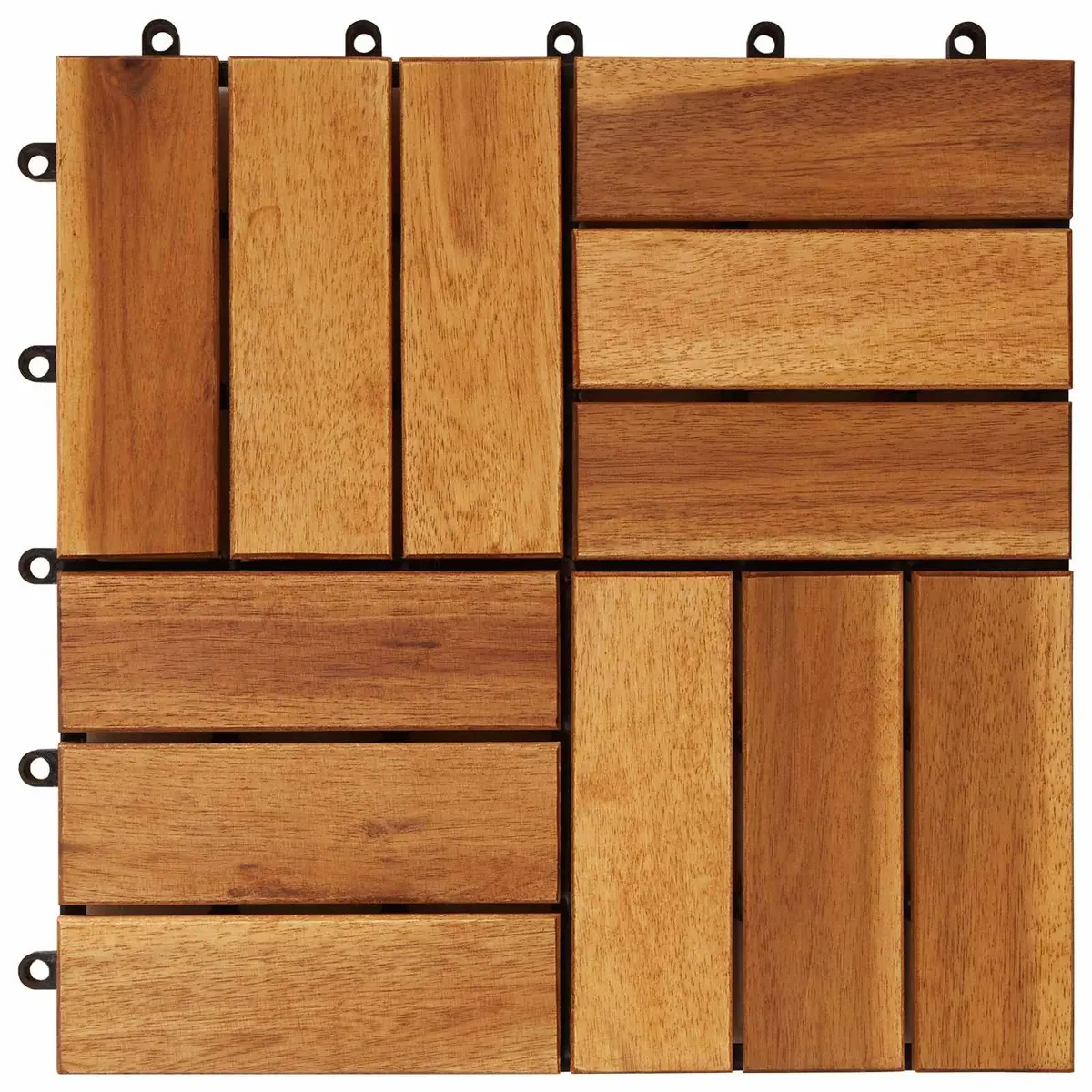 Decking Tile Brown 30x30cm Interlocking Acacia Hardwood