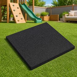 Fall Protection Rubber Tiles 18 pcs Black 50x50cm Outdoor Garden Flooring