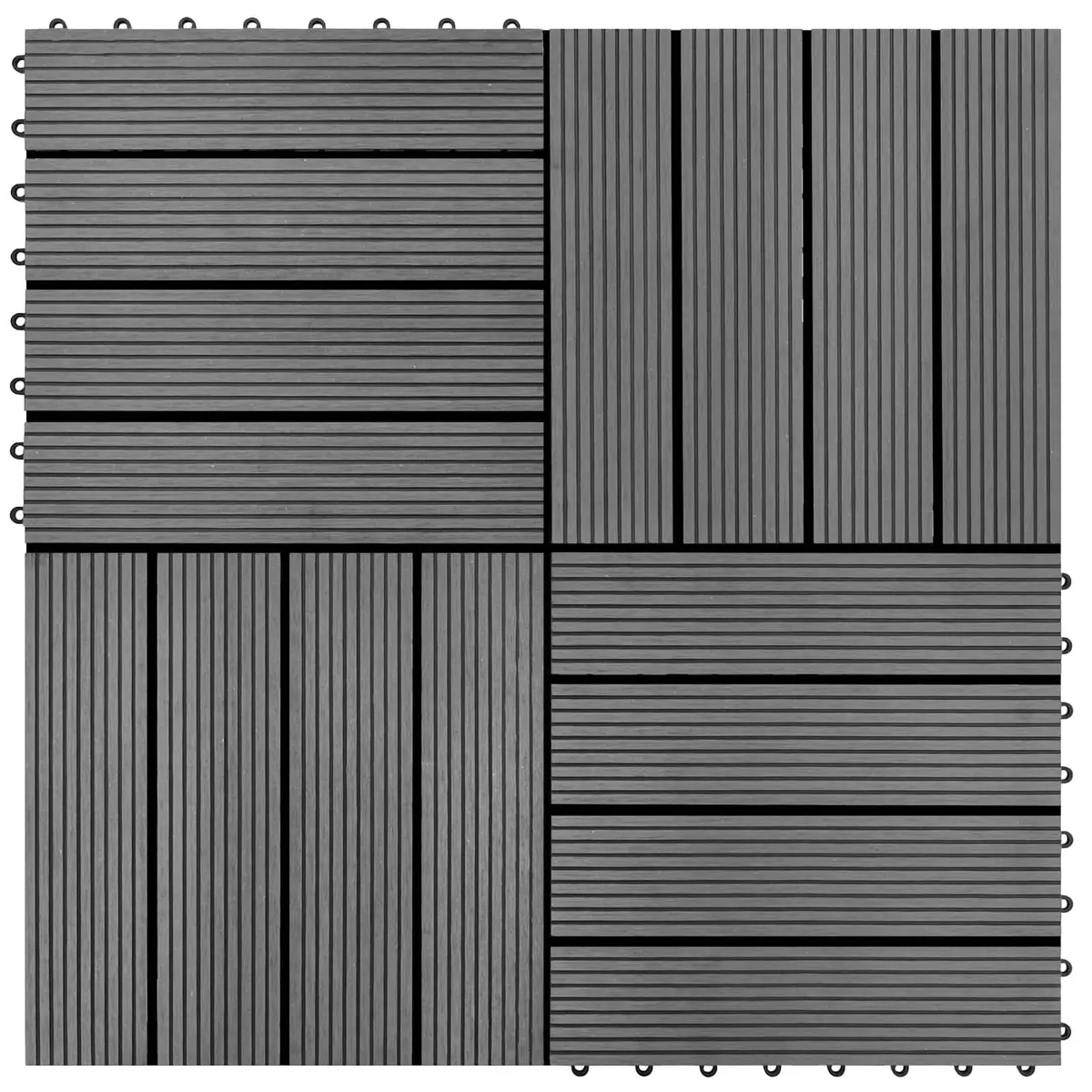 Decking Tile 22 pcs Grey 30 x 30 cm Square Outdoor Garden Patio Flooring