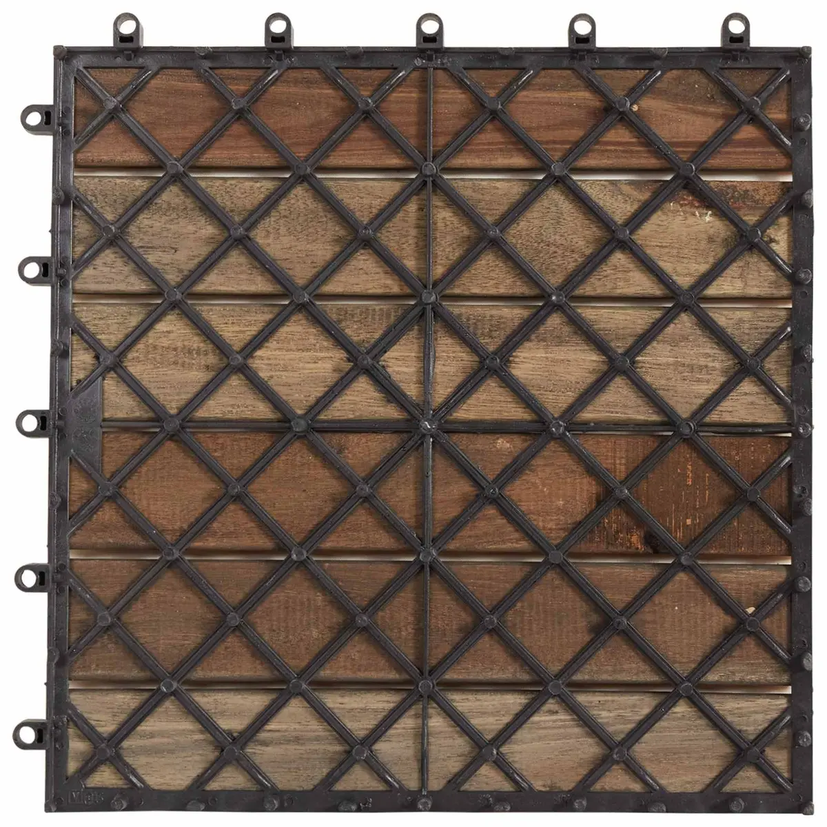 Decking Tile Grey 30x30 cm Interlocking Solid Acacia Wood Varnished Surface