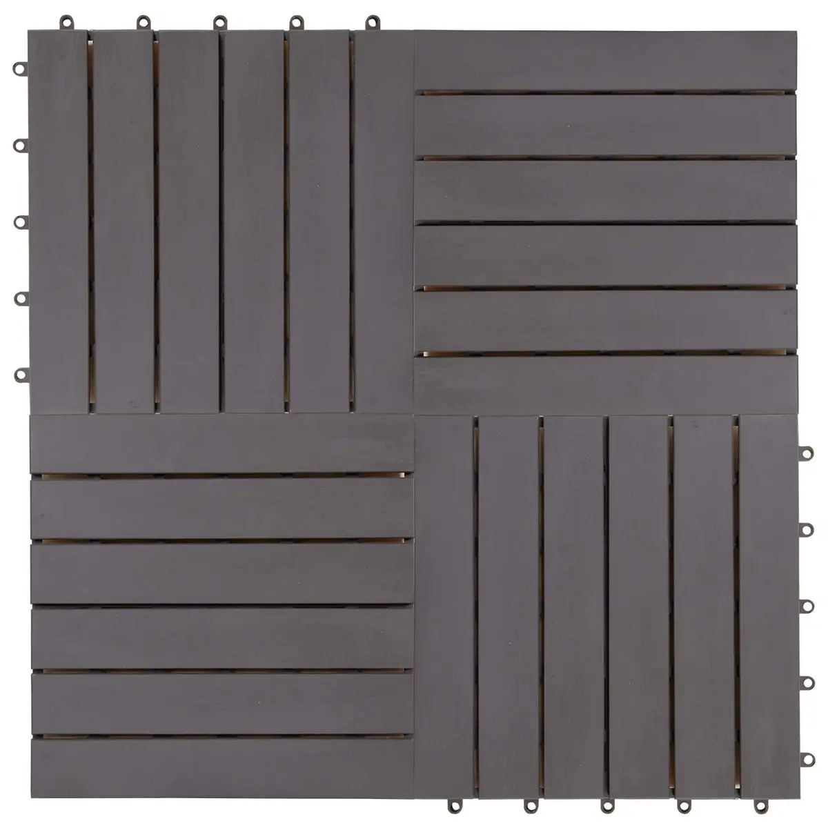 Decking Tile Grey 30x30 cm Interlocking Solid Acacia Wood Varnished Surface