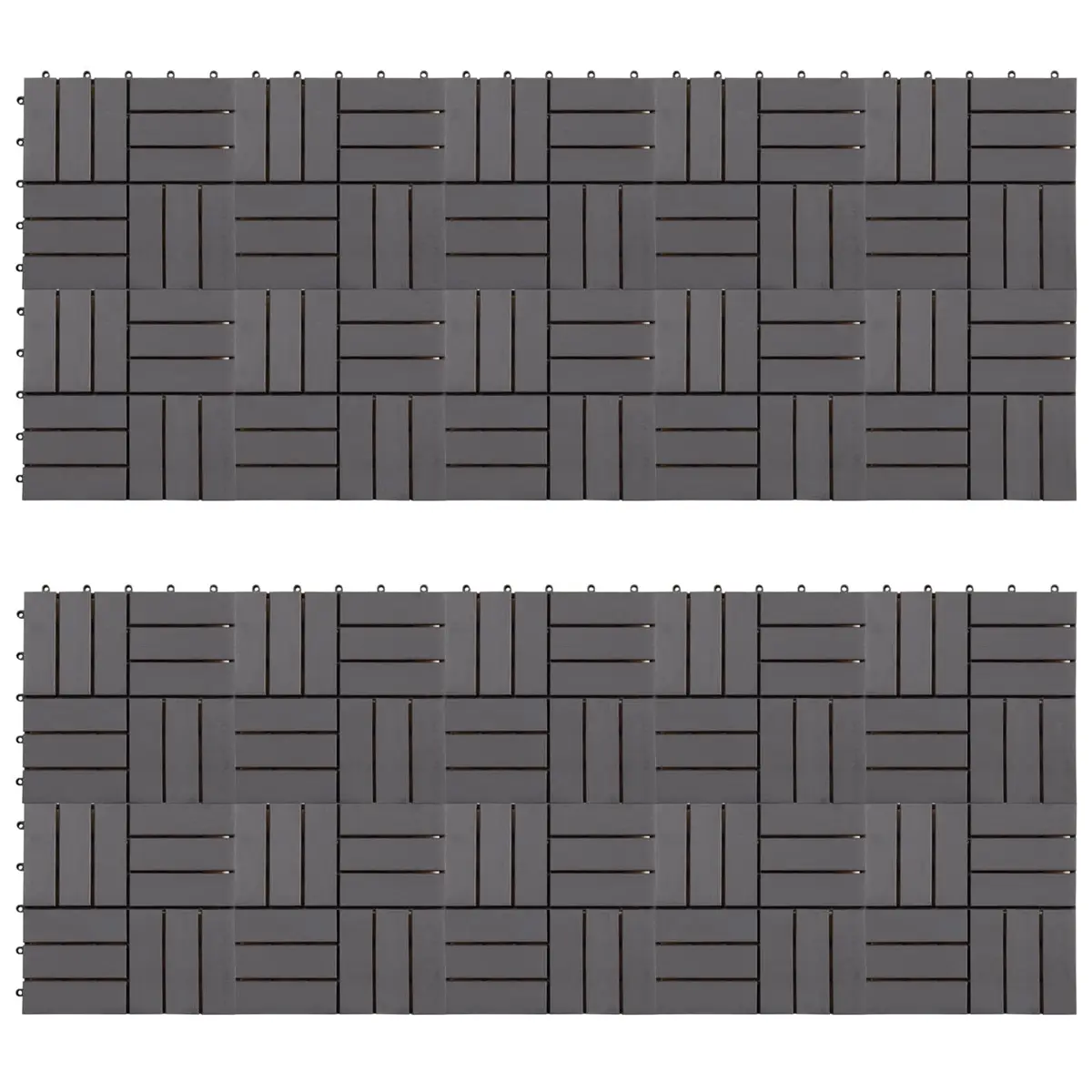 Decking Tile Grey 30 x 30 cm Interlocking Acacia Hardwood 20 Piece