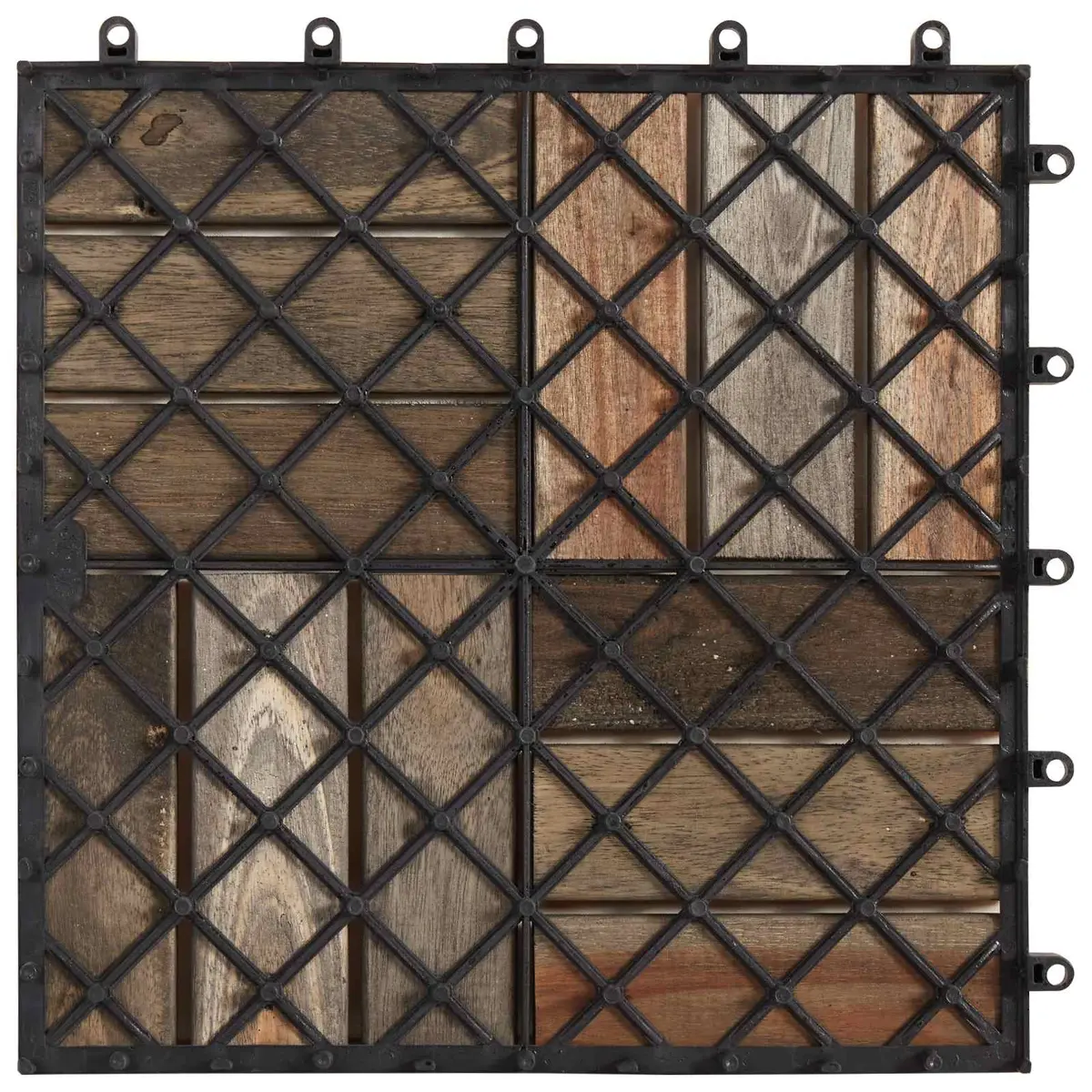Decking Tiles Grey 30x30cm Acacia Hardwood Interlocking Outdoor Patio
