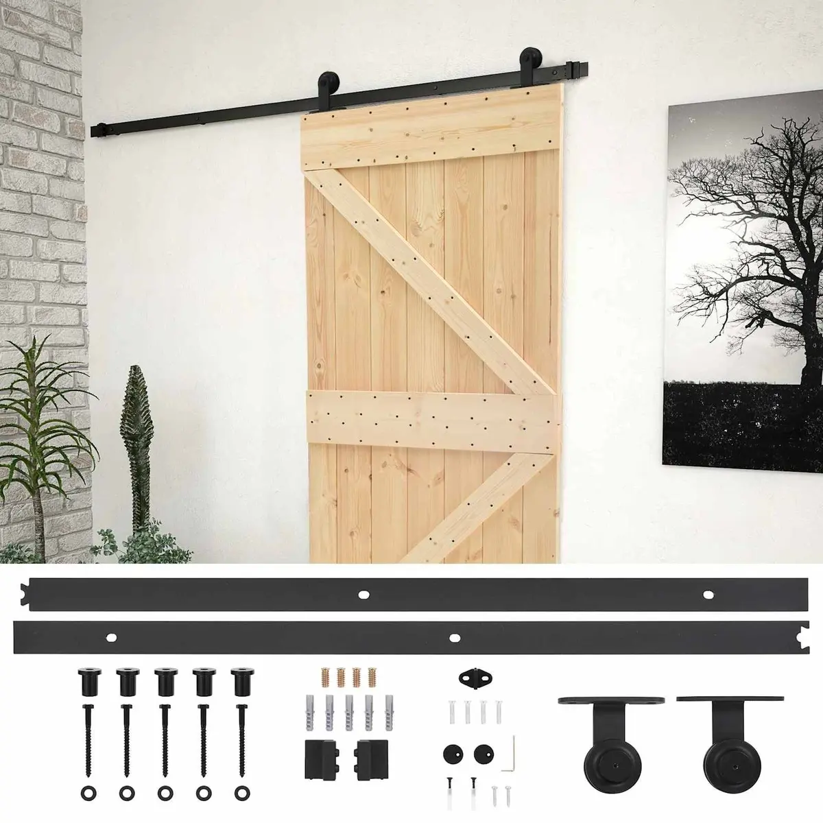 Sliding Door Brown 80 x 210 cm Solid Pine Wood Modern Room Divider