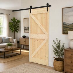 Sliding Door 80 x 210 cm Solid Pine Wood Natural Black Modern Room Divider
