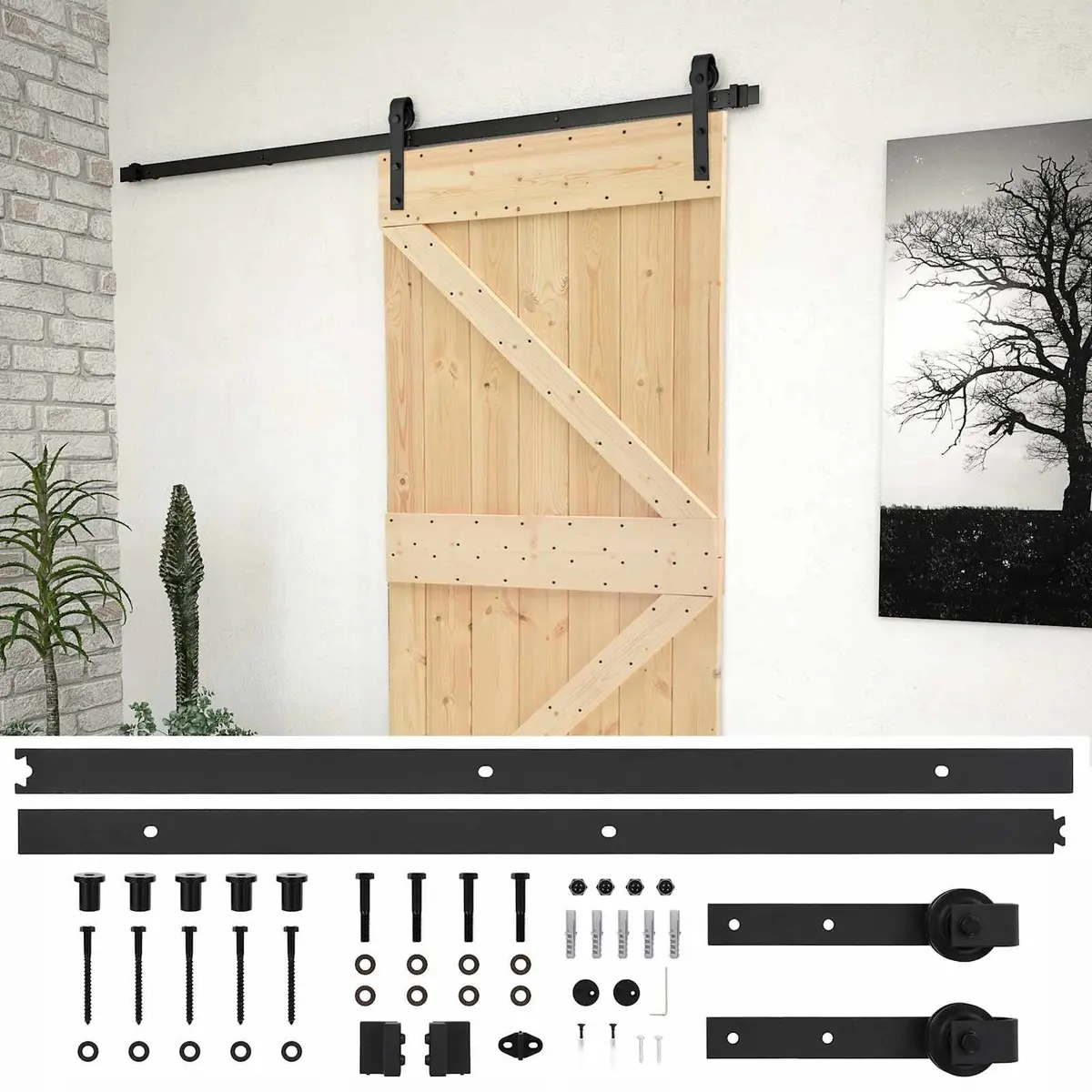 Sliding Door Brown 80 x 210 cm Solid Pine Wood Modern Room Divider