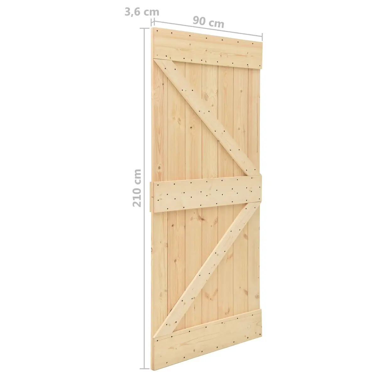 Sliding Door Solid Pine Wood Natural Modern Interior 90 x 210 cm Space-Saving
