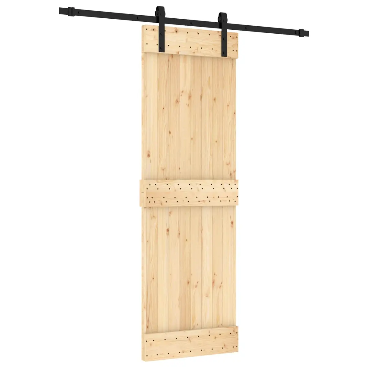 Sliding Door Brown 70x210cm Solid Pine Wood Space-Saving Modern Interior Divider