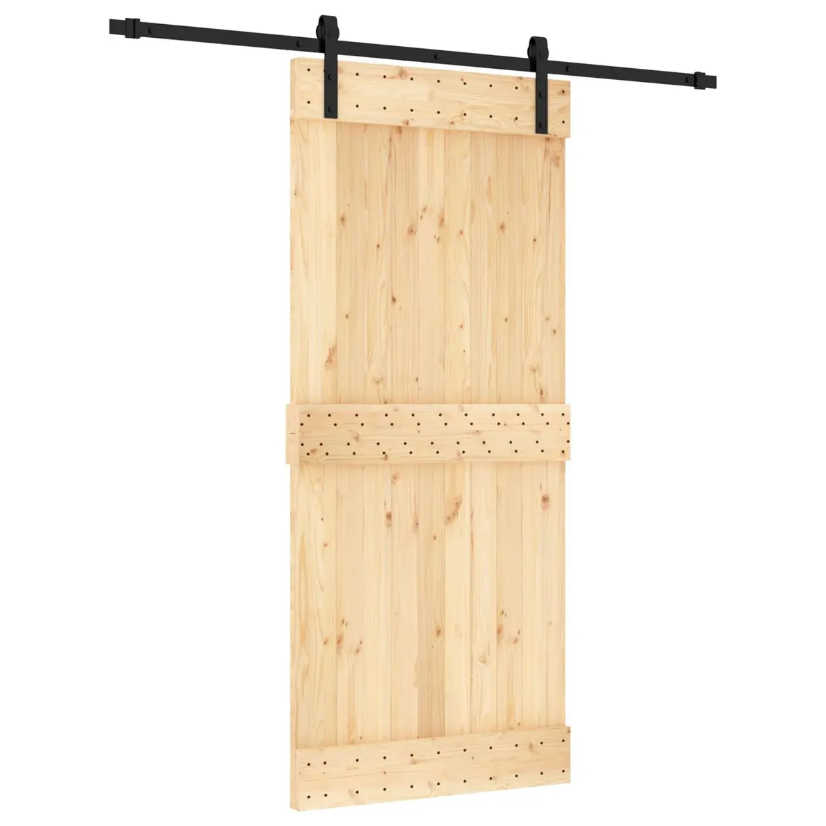 Sliding Door Brown 90x210cm Modern Space-Saving Pine Wood Interior