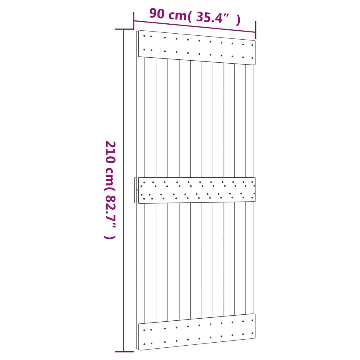 Sliding Door Brown 90x210cm Modern Space-Saving Pine Wood Interior