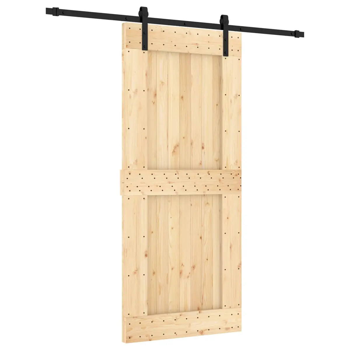 Sliding Door Natural Brown 90 x 210 cm Solid Pine Wood Modern Room Divider