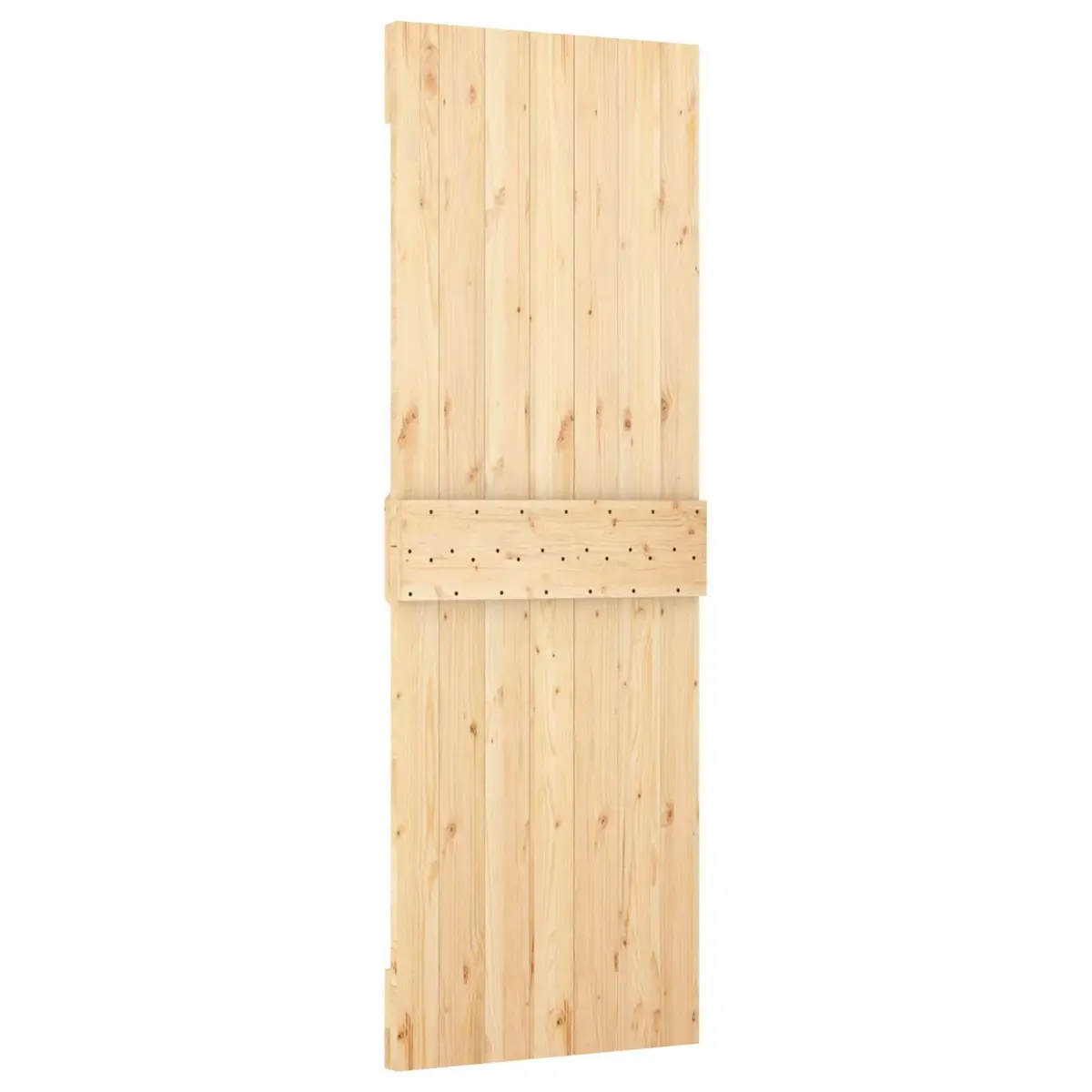 Sliding Door Natural Pine Wood 70x210 cm Modern Space Saver Top Track Mechanism